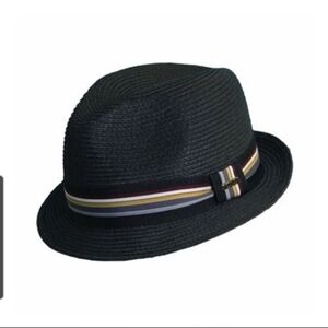 Scala Toyo Stripe Ribbon Fedora Hat L